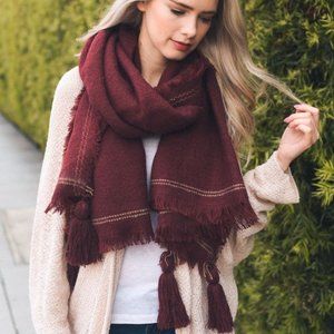 Red Tassel Scarf